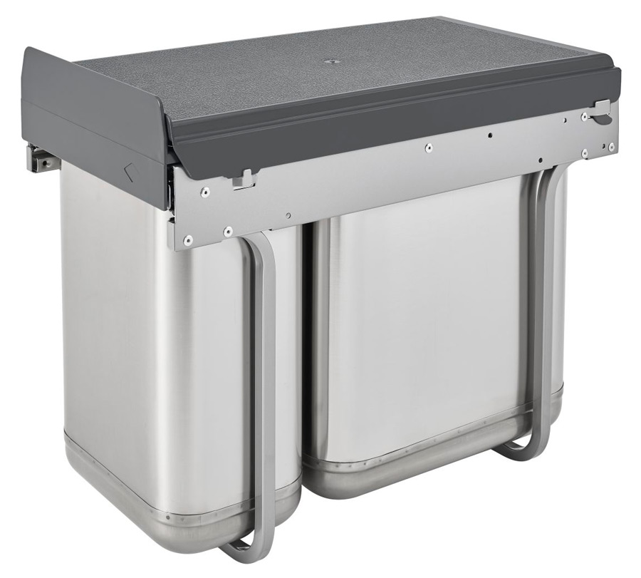 RevAShelf 878530DM2SS Series 10/20 Liter Under Sink Waste Bin Pullout